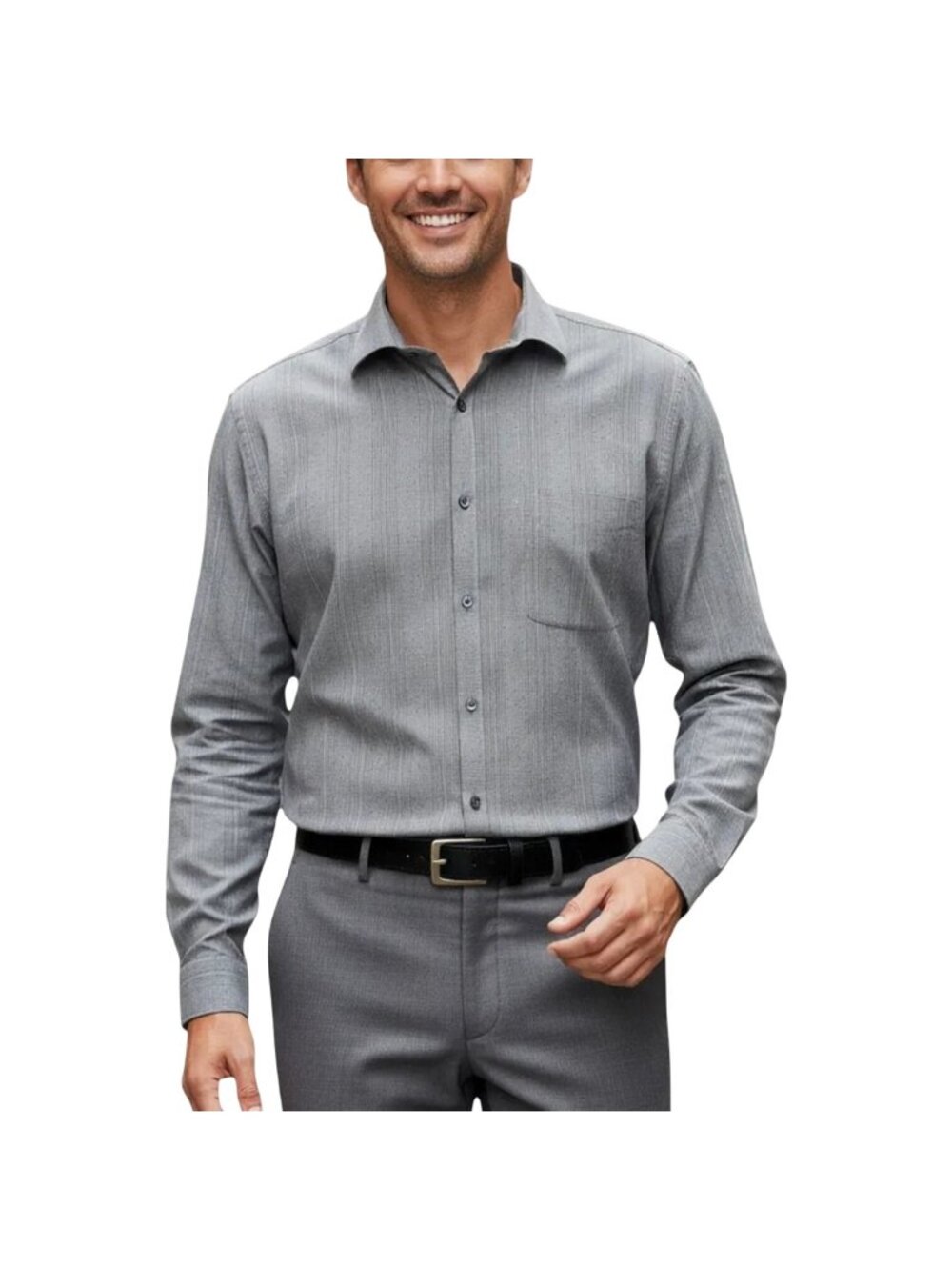 Vince Camuto Mens Slim Fit Glen Plaid Dress Shirt Onyx Size 17.5 - 34/35 | L